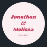 Fet Retro Chic Viva Magenta och Rosa Bröllop Runt Klistermärke<br><div class="desc">Fet Retro Chic Viva Magenta och Rosa Bröllop Classic Round Sticker.</div>