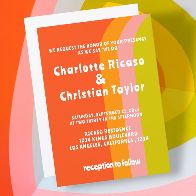 Fet Retro Citrus Bröllop Inbjudningar (Bold Retro Citrus Wedding Invitation from Ricaso. Fun invites for a fun couple)