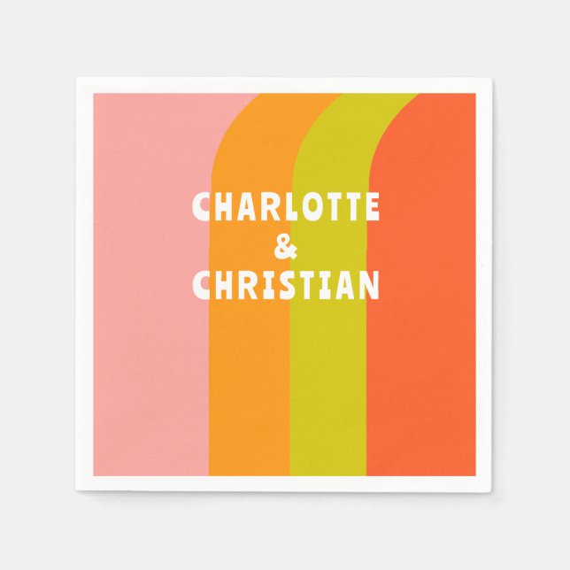 Fet Retro Citrus Bröllop Pappersservett (Framsidan)