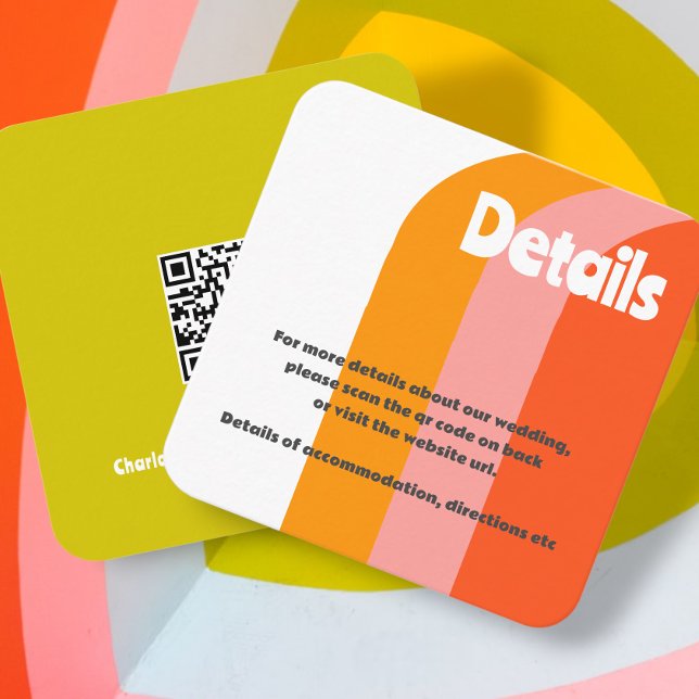 Fet Retro Citrus Bröllop Tilläggskort (Bold Retro Citrus Wedding Enclosure Card from Ricaso. A fun statement for a fun couple)