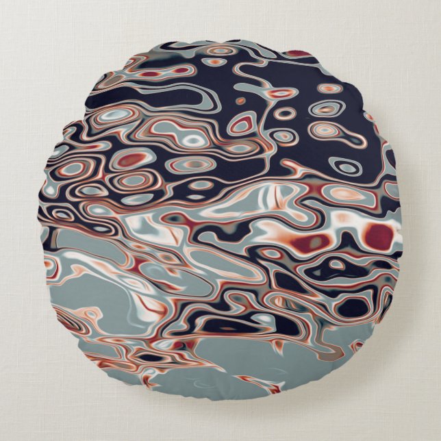 Fet Retro-färgfull Abstrakt Mönster Rund Kudde (Framsidan)