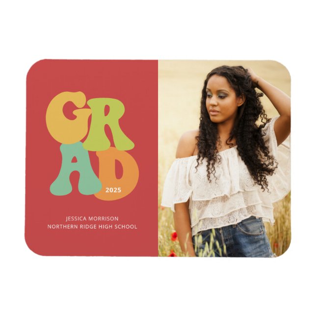 Fet Retro Grad 1970-talets typography Grad-meddela Magnet (Horisontell)