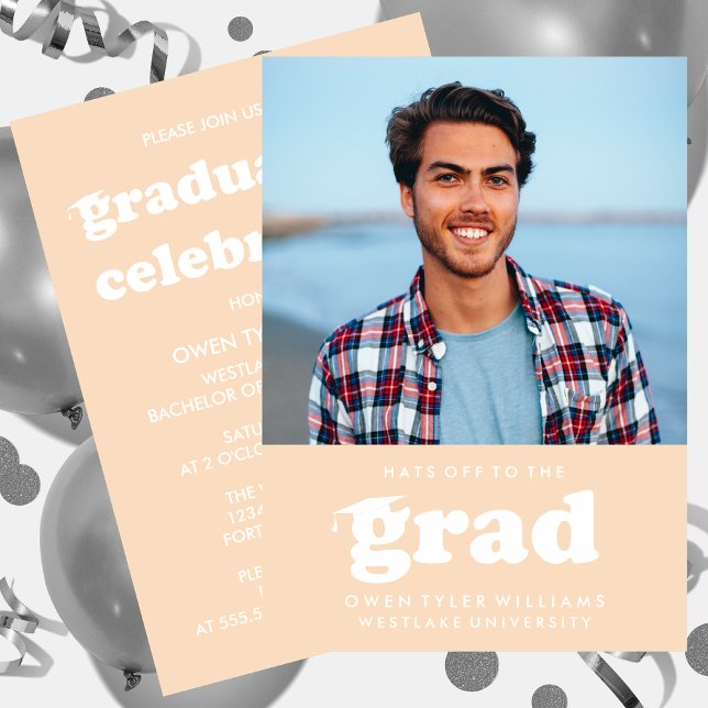 FET RETRO-HATT TILL GRAD PHOTO GRAD INBJUDAN (Skapare uppladdad)