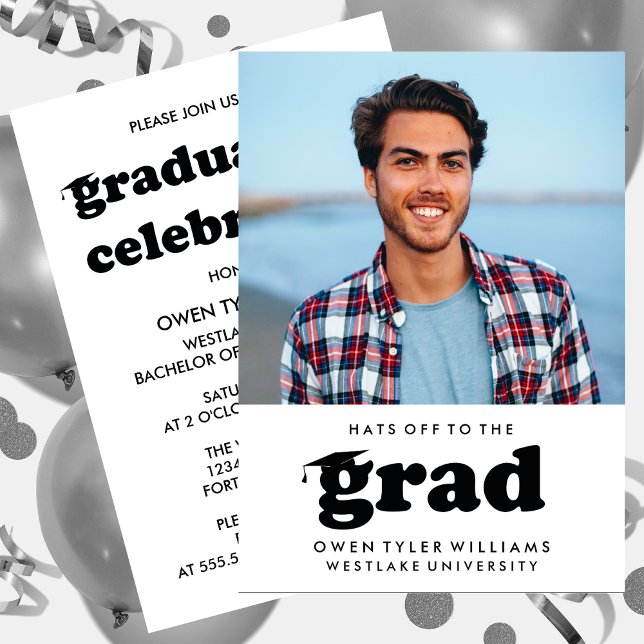 FET RETRO-HATT TILL GRAD PHOTO GRAD INBJUDAN (Skapare uppladdad)