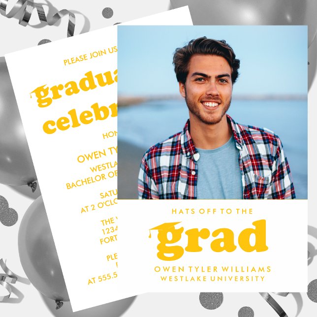 FET RETRO-HATT TILL GRAD PHOTO GRAD INBJUDAN (Skapare uppladdad)