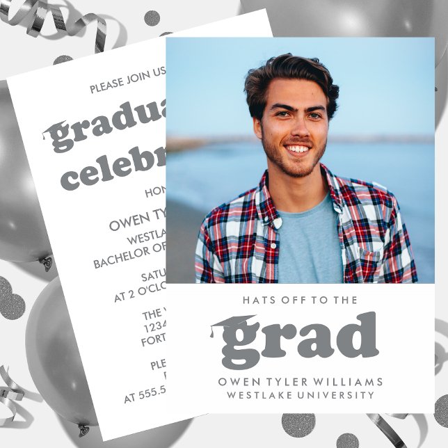 FET RETRO-HATT TILL GRAD PHOTO GRAD INBJUDAN (Skapare uppladdad)