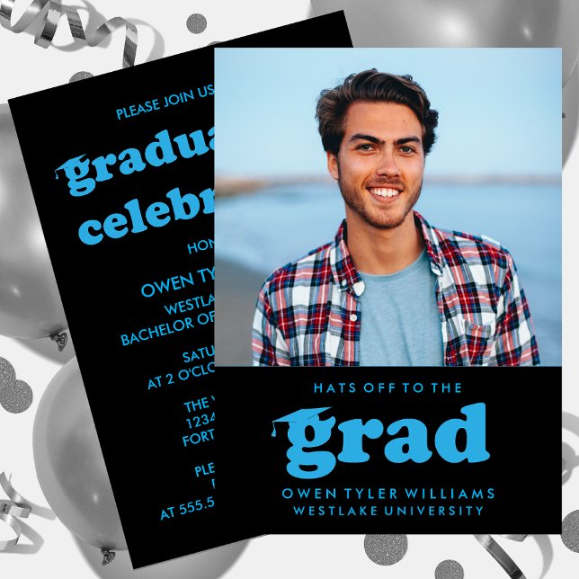 FET RETRO-HATT TILL GRAD PHOTO GRAD INBJUDAN (Skapare uppladdad)
