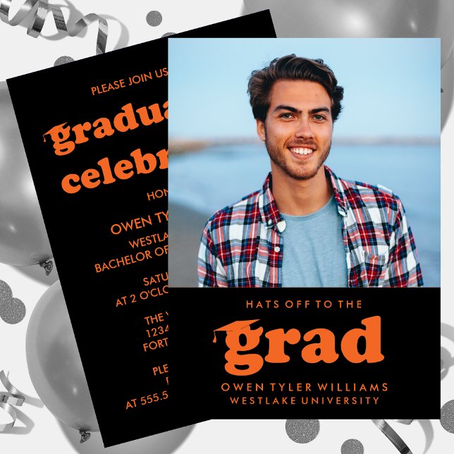 FET RETRO-HATT TILL GRAD PHOTO GRAD INBJUDAN (Skapare uppladdad)