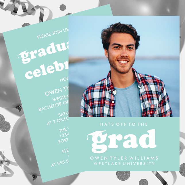 FET RETRO-HATT TILL GRAD PHOTO GRAD INBJUDAN (Skapare uppladdad)