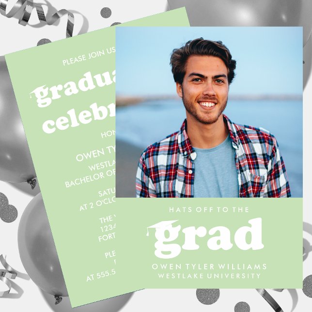 FET RETRO-HATT TILL GRAD PHOTO GRAD INBJUDAN (Skapare uppladdad)