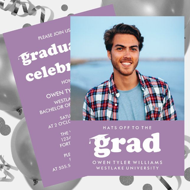 FET RETRO-HATT TILL GRAD PHOTO GRAD INBJUDAN (Skapare uppladdad)