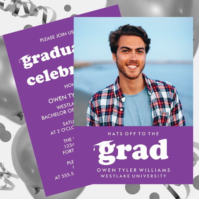 FET RETRO-HATT TILL GRAD PHOTO GRAD INBJUDAN (Skapare uppladdad)