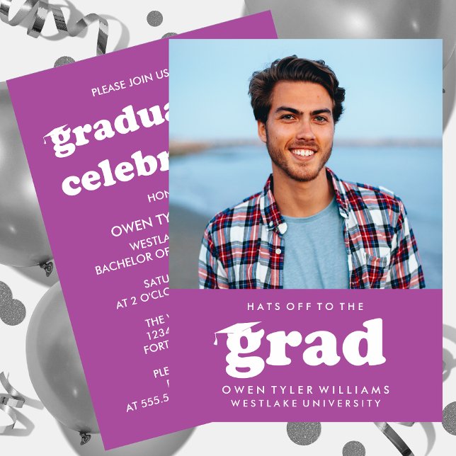FET RETRO-HATT TILL GRAD PHOTO GRAD INBJUDAN (Skapare uppladdad)