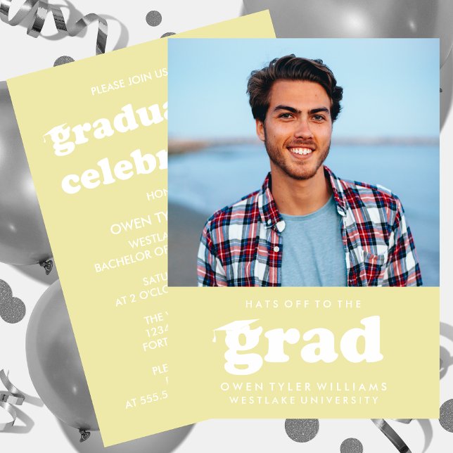 FET RETRO-HATT TILL GRAD PHOTO GRAD INBJUDAN (Skapare uppladdad)