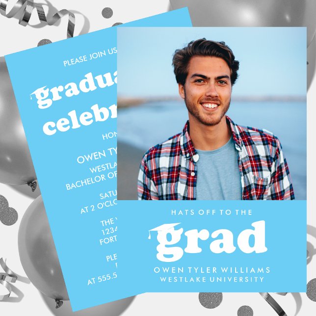 FET RETRO-HATT TILL GRAD PHOTO GRAD INBJUDAN (Skapare uppladdad)