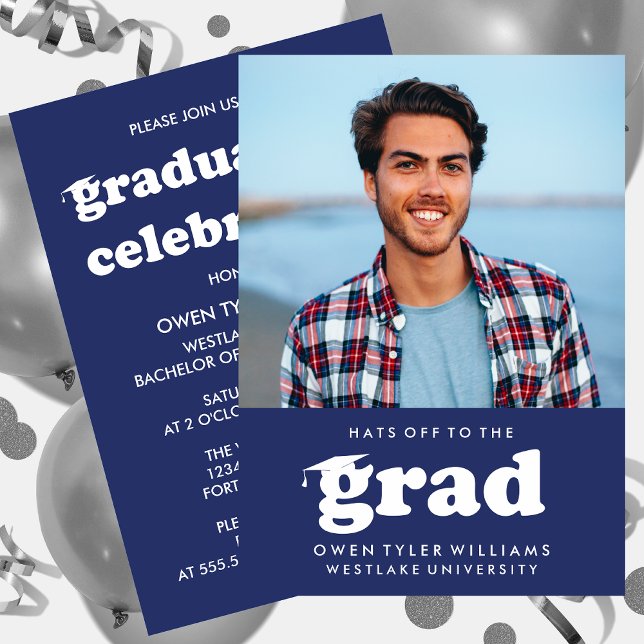 FET RETRO-HATT TILL GRAD PHOTO GRAD INBJUDAN (Skapare uppladdad)