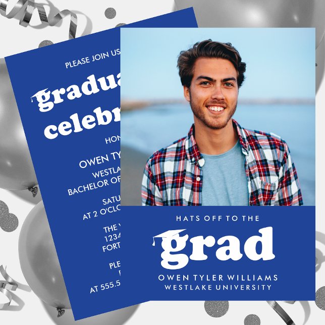 FET RETRO-HATT TILL GRAD PHOTO GRAD INBJUDAN (Skapare uppladdad)