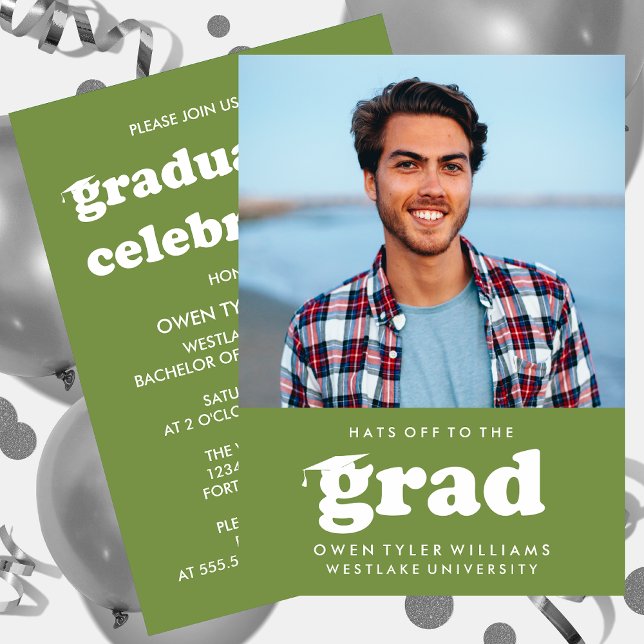 FET RETRO-HATT TILL GRAD PHOTO GRAD INBJUDAN (Skapare uppladdad)
