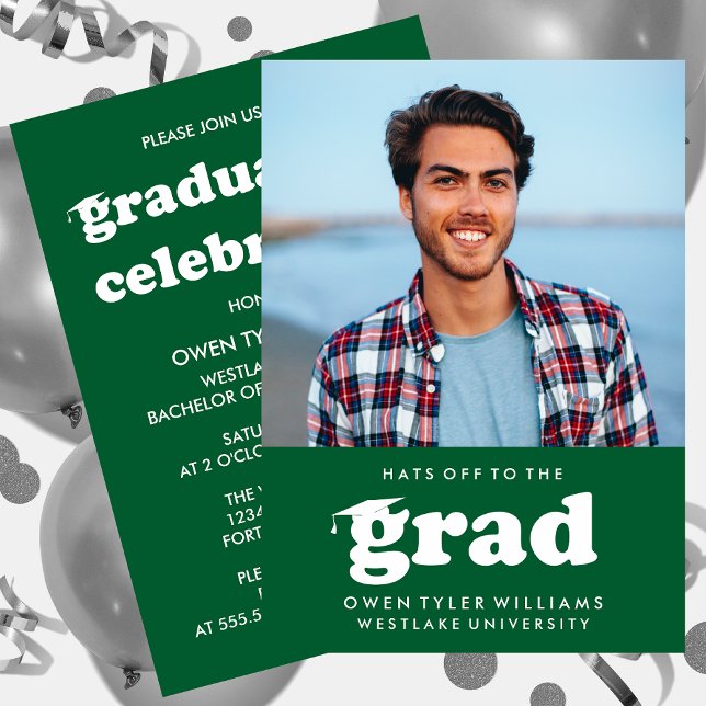 FET RETRO-HATT TILL GRAD PHOTO GRAD INBJUDAN (Skapare uppladdad)