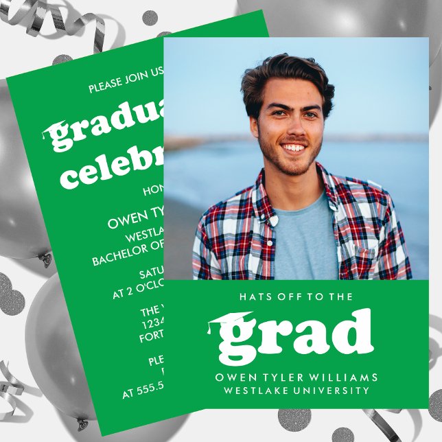 FET RETRO-HATT TILL GRAD PHOTO GRAD INBJUDAN (Skapare uppladdad)