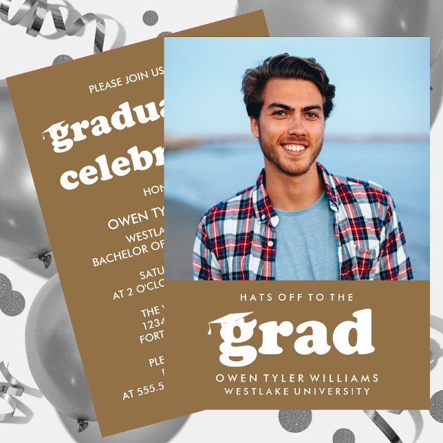 FET RETRO-HATT TILL GRAD PHOTO GRAD INBJUDAN (Skapare uppladdad)
