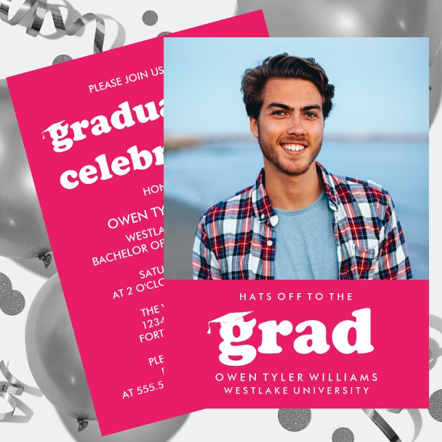 FET RETRO-HATT TILL GRAD PHOTO GRAD INBJUDAN (Skapare uppladdad)