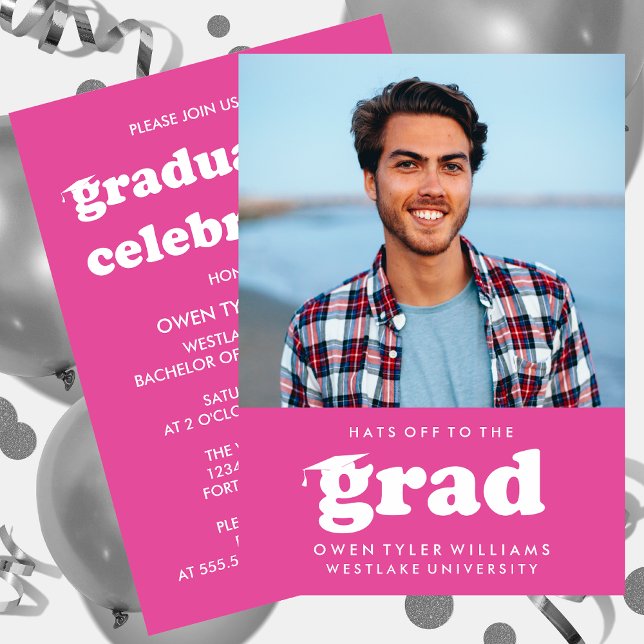 FET RETRO-HATT TILL GRAD PHOTO GRAD INBJUDAN (Skapare uppladdad)