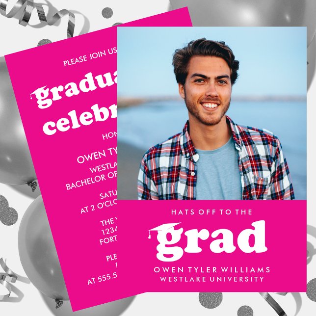 FET RETRO-HATT TILL GRAD PHOTO GRAD INBJUDAN (Skapare uppladdad)
