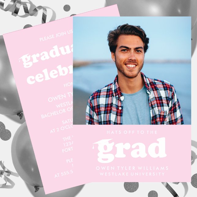 FET RETRO-HATT TILL GRAD PHOTO GRAD INBJUDAN (Skapare uppladdad)