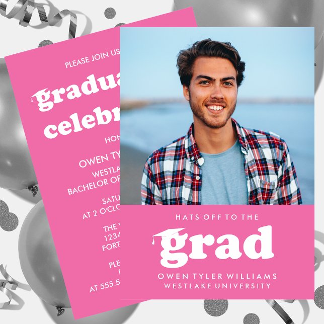FET RETRO-HATT TILL GRAD PHOTO GRAD INBJUDAN (Skapare uppladdad)