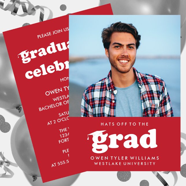 FET RETRO-HATT TILL GRAD PHOTO GRAD INBJUDAN (Skapare uppladdad)