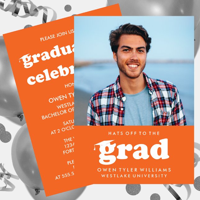 FET RETRO-HATT TILL GRAD PHOTO GRAD INBJUDAN (Skapare uppladdad)