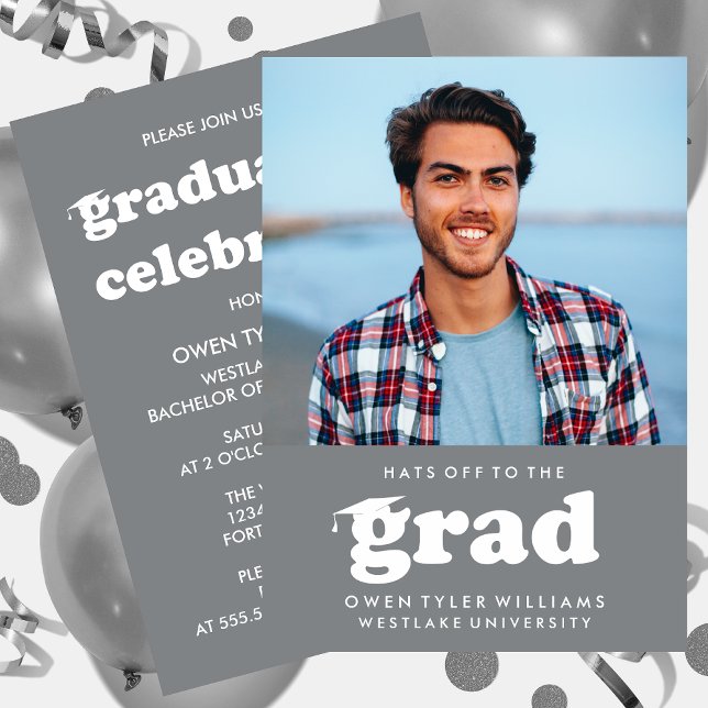 FET RETRO-HATT TILL GRAD PHOTO GRAD INBJUDAN (Skapare uppladdad)