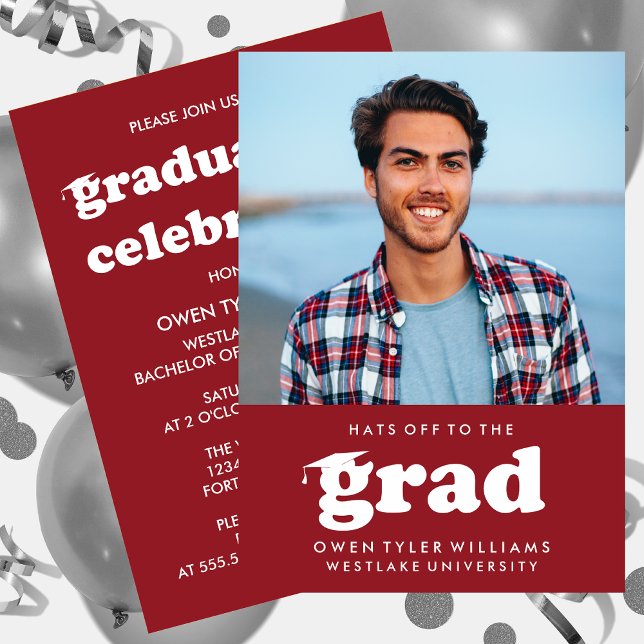 FET RETRO-HATT TILL GRAD PHOTO GRAD INBJUDAN (Skapare uppladdad)