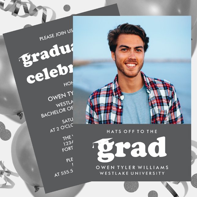 FET RETRO-HATT TILL GRAD PHOTO GRAD INBJUDAN (Skapare uppladdad)