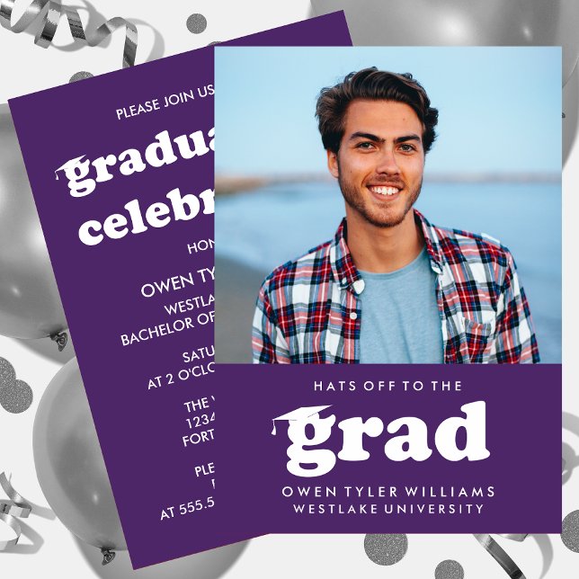FET RETRO-HATT TILL GRAD PHOTO GRAD INBJUDAN (Skapare uppladdad)