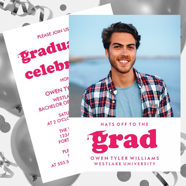 FET RETRO-HATT TILL GRAD PHOTO GRAD INBJUDAN (Skapare uppladdad)