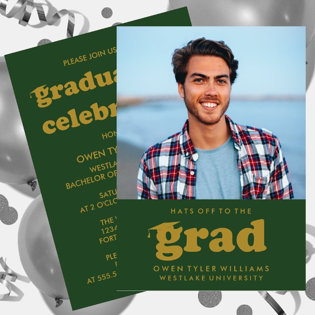 FET RETRO-HATT TILL GRAD PHOTO GRAD INBJUDAN (Skapare uppladdad)