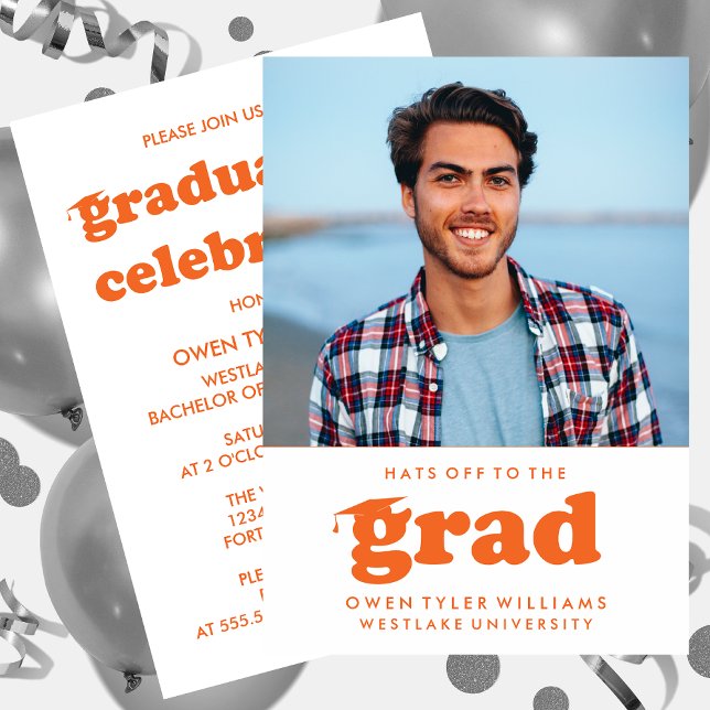 FET RETRO-HATT TILL GRAD PHOTO GRAD INBJUDAN (Skapare uppladdad)