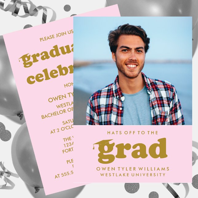 FET RETRO-HATT TILL GRAD PHOTO GRAD INBJUDAN (Skapare uppladdad)