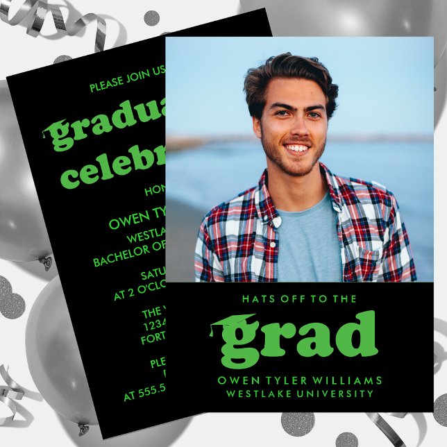 FET RETRO-HATT TILL GRAD PHOTO GRAD INBJUDAN (Skapare uppladdad)