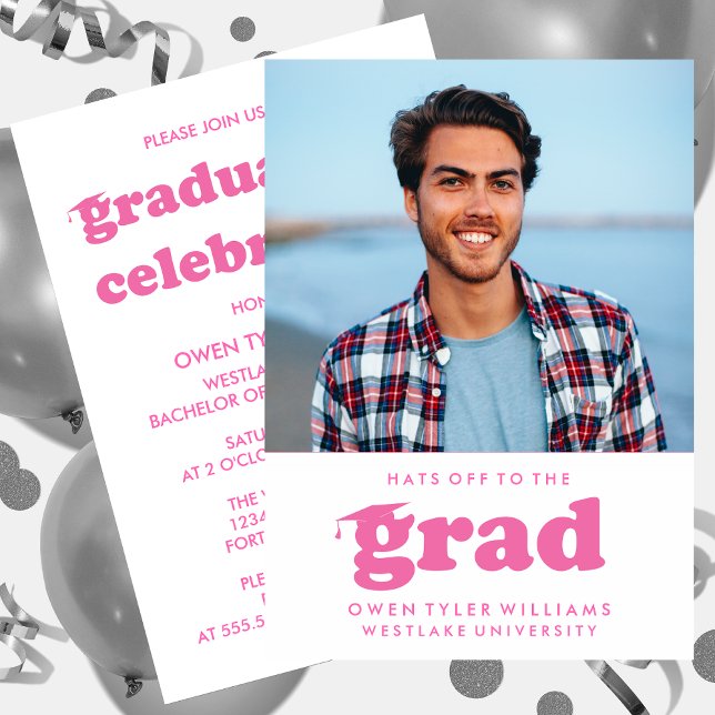 FET RETRO-HATT TILL GRAD PHOTO GRAD INBJUDAN (Skapare uppladdad)