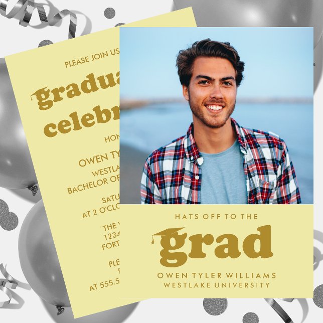 FET RETRO-HATT TILL GRAD PHOTO GRAD INBJUDAN (Skapare uppladdad)