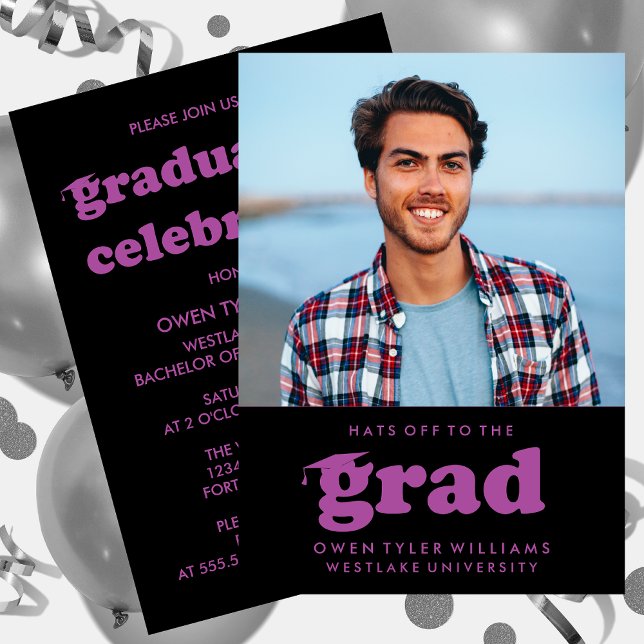 FET RETRO-HATT TILL GRAD PHOTO GRAD INBJUDAN (Skapare uppladdad)