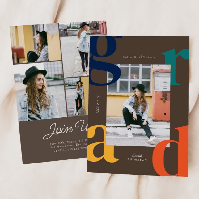 Fet Retro-klass för 2024 Studenten-inbjudan Inbjudningar (Skapare uppladdad)