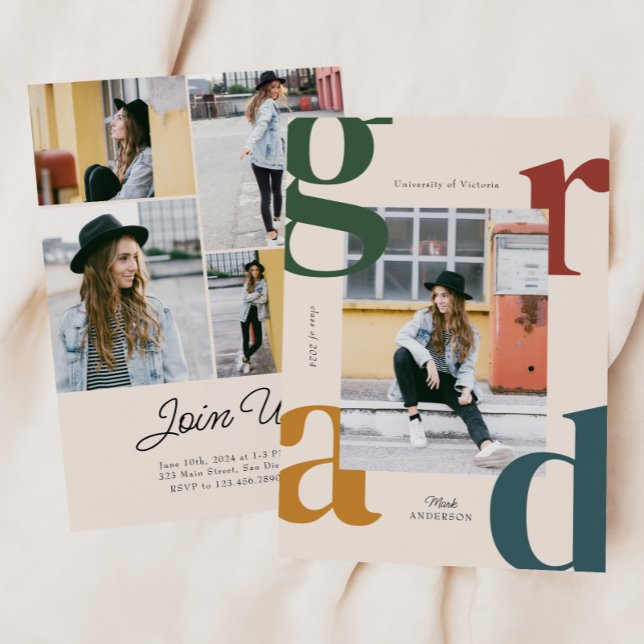 Fet Retro-klass för 2024 Studenten-inbjudan Inbjudningar (Skapare uppladdad)