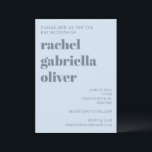 Fet Retro Mjuk Blå Enkel Söt Bat Mitzvah Inbjudningar<br><div class="desc">Denna personliga Bat Mitzvah-inbjudan har en mjuk isblå bakgrund med modern typografi och en ren, strukturerad layout för evenemangsinformation. Designad för samtida firanden, fungerar den bra för ceremonier och mottagningar i alla storlekar. Den svala dammiga blå färgen koordinerar lätt med matchande brevpapper och dekorationer. Ett enkelt, polerat sätt att dela...</div>