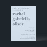 Fet Retro Mjuk Blå Enkel Söt Bat Mitzvah Inbjudningar<br><div class="desc">Denna personliga Bat Mitzvah-inbjudan har en mjuk isblå bakgrund med modern typografi och en ren, strukturerad layout för evenemangsinformation. Designad för samtida firanden, fungerar den bra för ceremonier och mottagningar i alla storlekar. Den svala dammiga blå färgen koordinerar lätt med matchande brevpapper och dekorationer. Ett enkelt, polerat sätt att dela...</div>