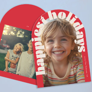 Fet Retro One Photo Modern Arch-julkort Inbjudningar