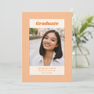 Fet Retro Orange Randig Fotografi Utexaminerad Fes Inbjudningar